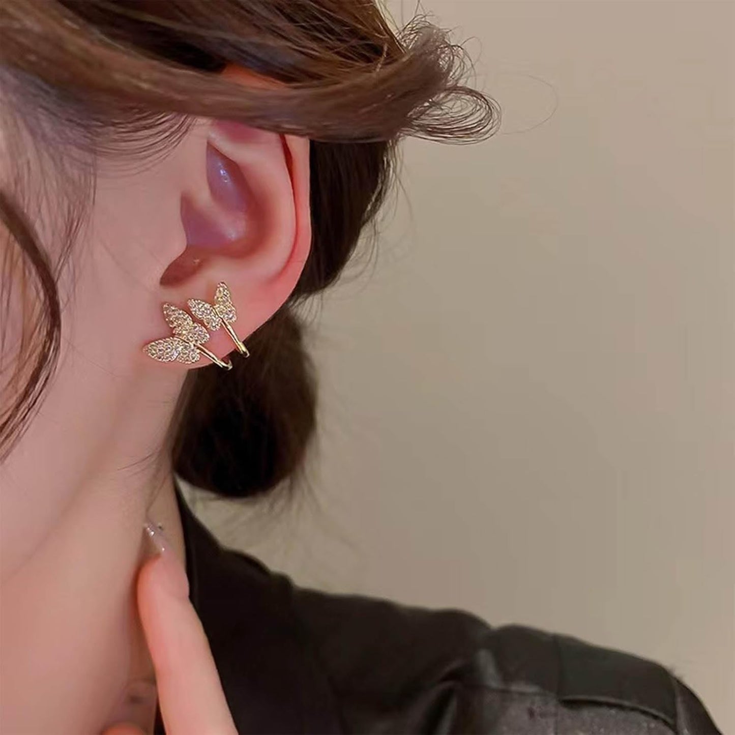 Vintage Crystal Butterfly Claw Earrings Rhinestone Claw Stud Earrings Sparkly Cz Butterfly Earrings Gold Butterfly Illusion Earrings Jewelry for Women