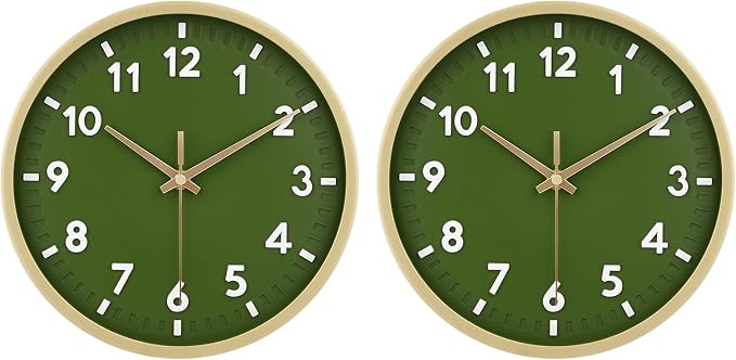 HIPPIH Wall Clock 2 Pack, 10 Inch Modern Wall Clocks Battery Operated, Non by HIPPIH