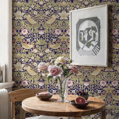 William Morris Vintage Peel and Stick Wallpaper 17.7 x 800in Navy Blue - Image 3