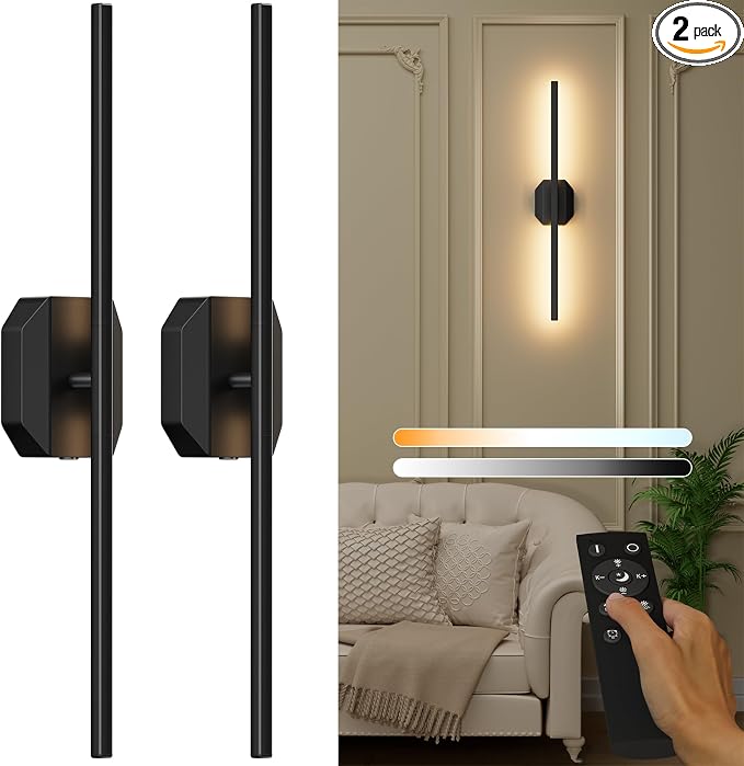 Battery Operated Wall Sconce Set of Two, Wireless Wall Sconces USB Rechargeable by hunhun