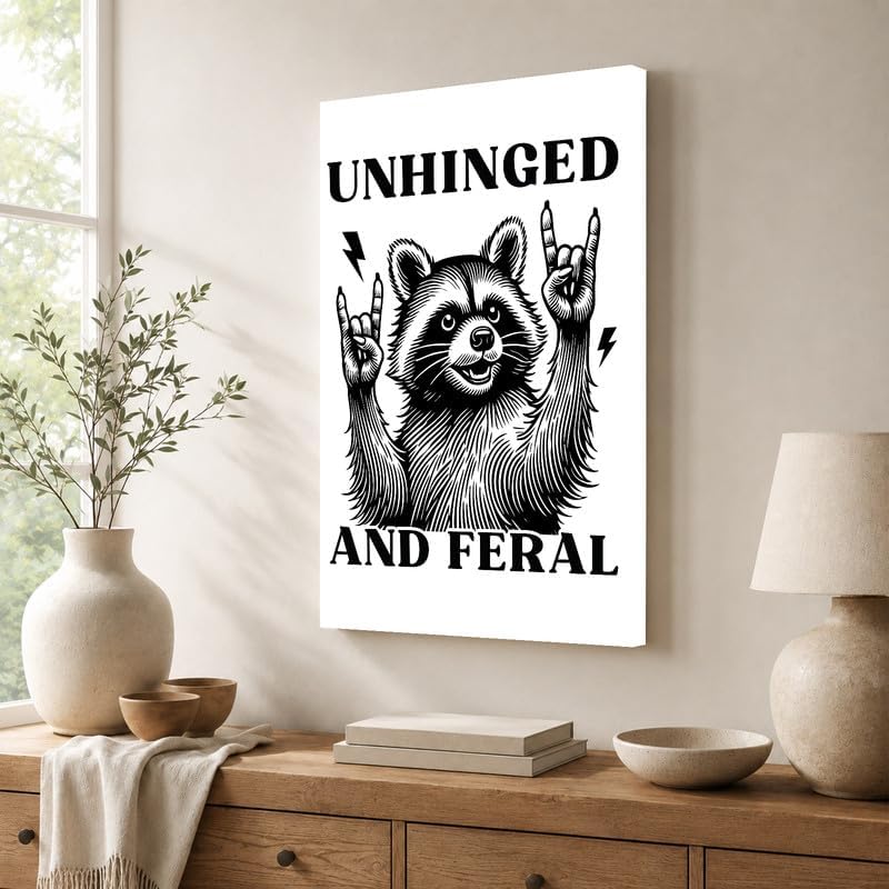 InkFlow Posters Feral Raccoon Fun Canvas Poster - Image 4