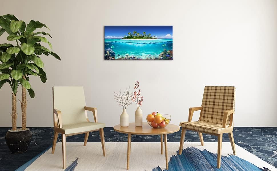 Tropical Island Coral Reef Landscape Canvas Wall Art - Image 3