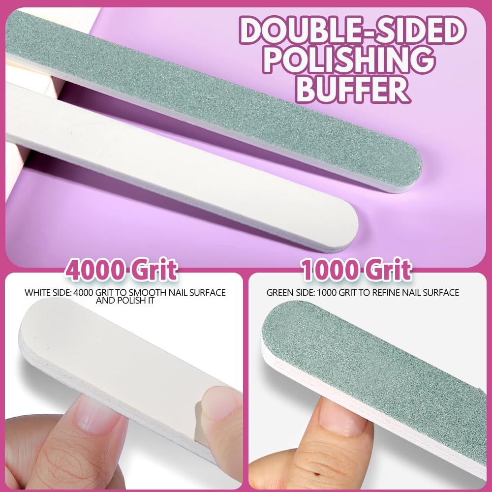 FANDAMEI Nail Files and Buffers, 20PCS Nail File Kit. Rectangular Nail Buffer Block & 100/180 Grit 7 Way Nail File & Polishing Buffer. Nail Prep Kit. Professional Manicure Nail Tools