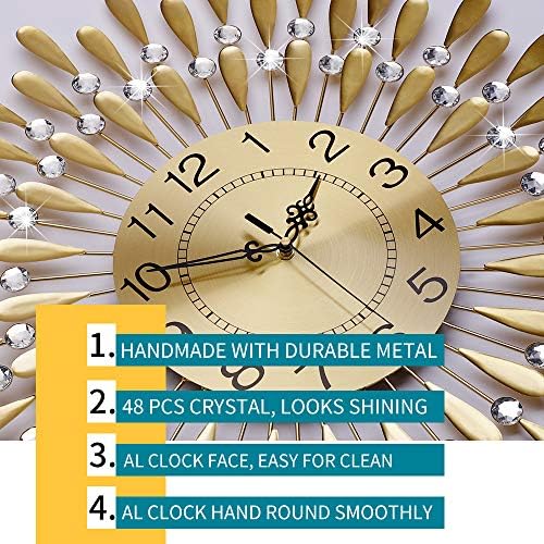 Large Wall Clock Metal Decorative 3D Non-Ticking Silent Quartz - Image 5