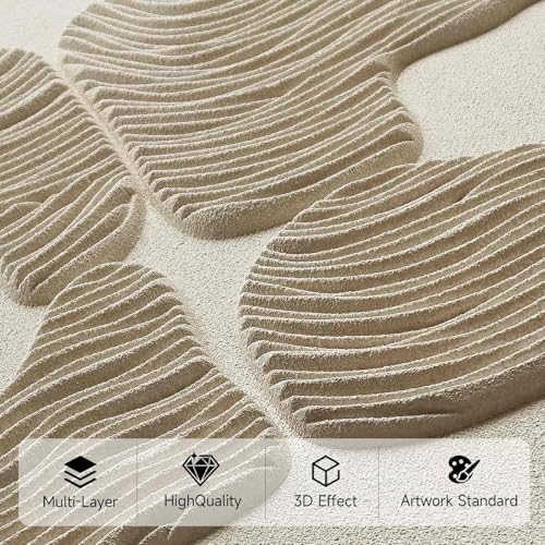 Thalasse Abstract Wall Art Large Framed 3D Sand Beige 16x24 In - Image 5