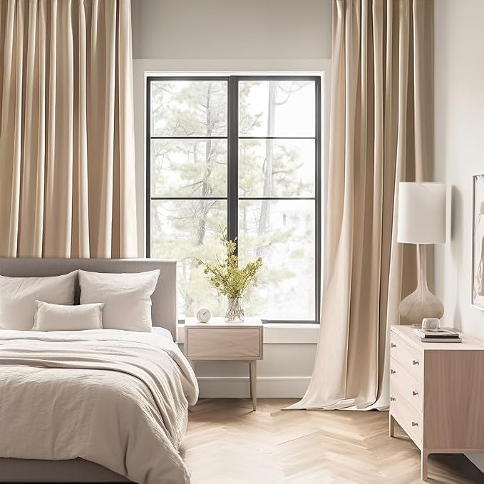 MIULEE Beige Back Tab Blackout Curtains 72 Inch Length 2 Panels Set - Image 2
