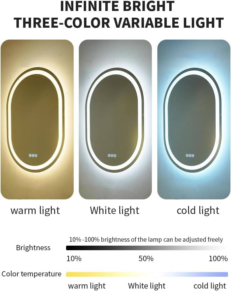 FLJ 24X32 inch Oval LED Bathroom Mirror - Image 5