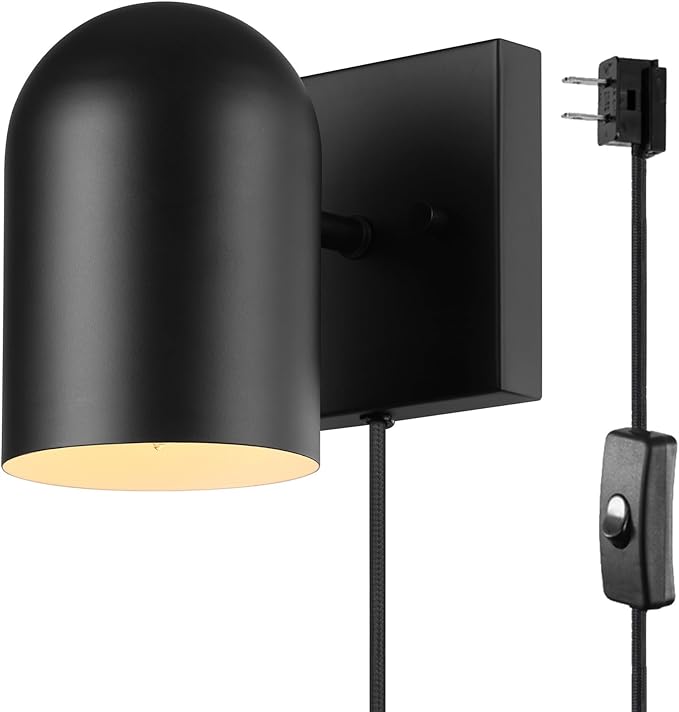 Globe Electric 65000098 1-Light Plug-in or Hardwire Wall Sconce, Matte Black by GlobeElectric
