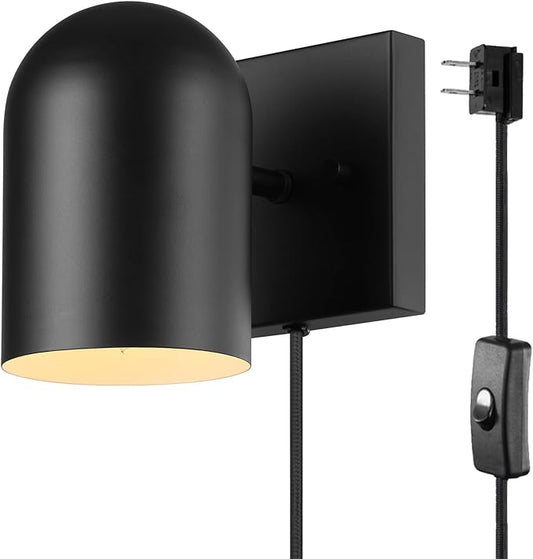 Globe Electric 65000098 1-Light Plug-in or Hardwire Wall Sconce, Matte Black by GlobeElectric