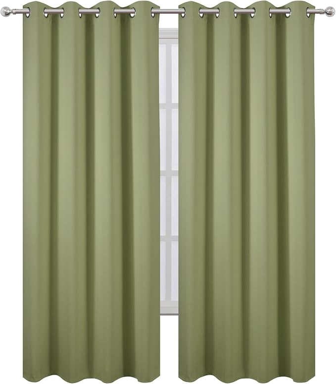LEMOMO Blackout Curtains 52 x 84 inches Long Sage Green Curtains Set of 2 - Image 2