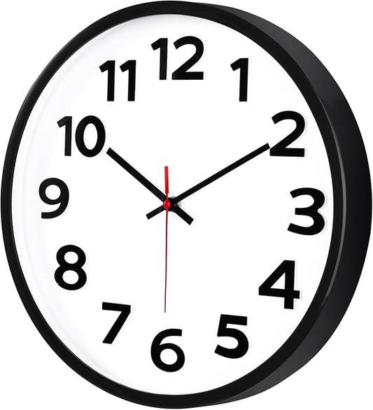 Keepcross 14 Inch Wall Clock Battery Operated Silent Non-Ticking, 3D Big by Keepcross