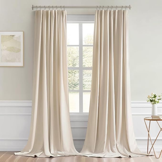 MIULEE Back Tab Cream Beige Curtains 94 Inch Long 2 Panels Set - Image 9