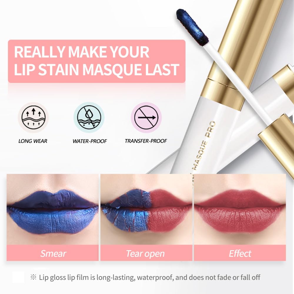 Lip Stain - Wipe-Off &Peel Off Lip Color | Waterproof, Long Lasting, Transfer-Resistant, Smudge-Proof Lip Tint | Easy Wipe Finish, High Pigment | All-Day Vibrant Kiss-Proof Lip Stain, muted rose beige