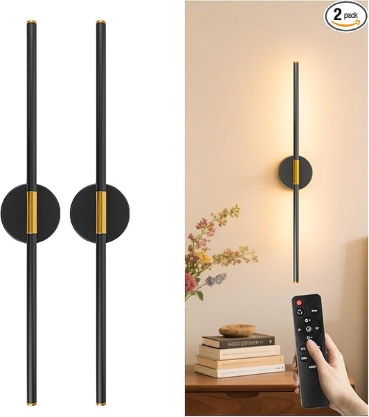 GvvooHome 28.3" Battery Operated Wall Sconces Set of 2, 360°Rotation by GvvooHome