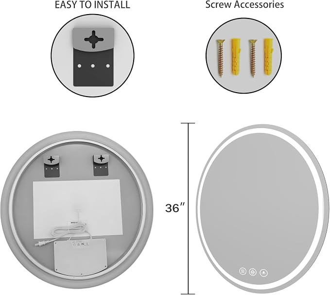 LED Bathroom Mirror 36 Inch Round Bathroom Mirror - Image 4