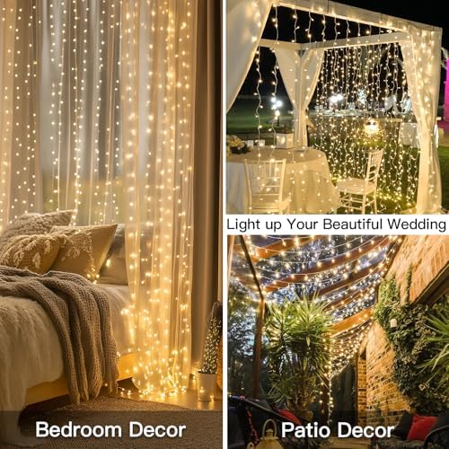 suddus 300 LED Curtain Lights Warm White 2PACK - Image 2