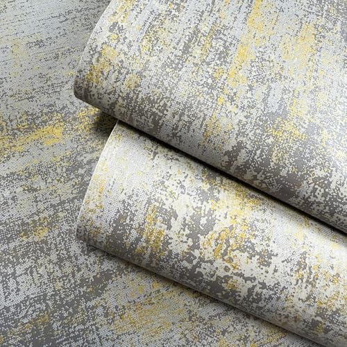 HueBurst Gray Gold Metallic Wallpaper Peel and Stick 17.3"x120" - Image 3