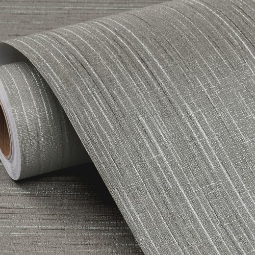 FunStick Thick Grey Grasscloth Wallpaper Peel and Stick Textured Faux by FunStick
