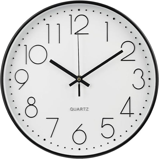 Wall Clock 12 Inch Non-Ticking Silent Modern Simple Style Round Decor Clock by BAKBRAND