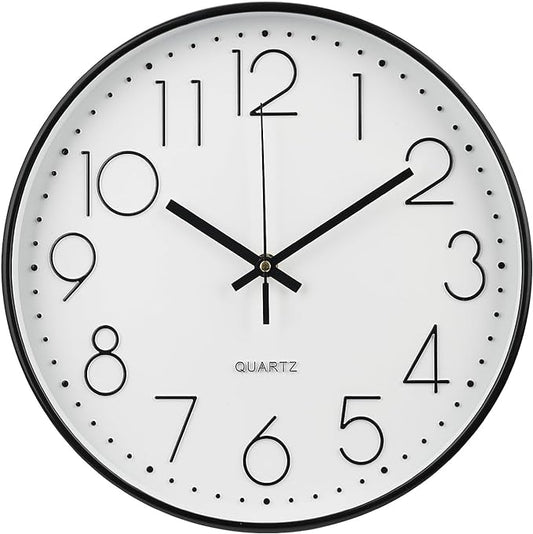 Wall Clock 10 Inch Non-Ticking Silent Modern Simple Style Round Decor Clock by BAKBRAND