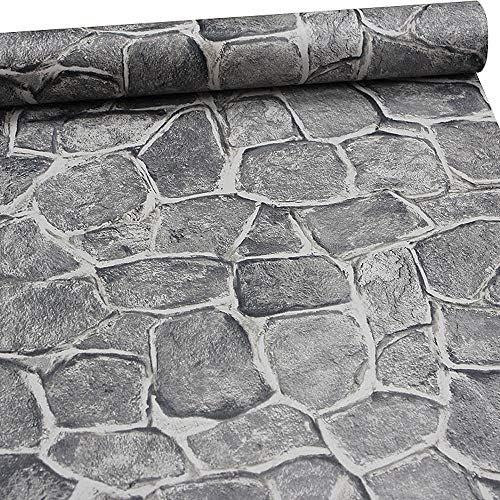Stone Wallpaper Peel and Stick Castle Contact Paper, Dark Grey, 17.7"x197" by ZeroStage