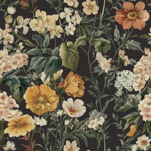 Livebor Black Floral Peel and Stick Wallpaper Flower Wallpaper16.9 x118.1 by LiveborDirectWallpaper