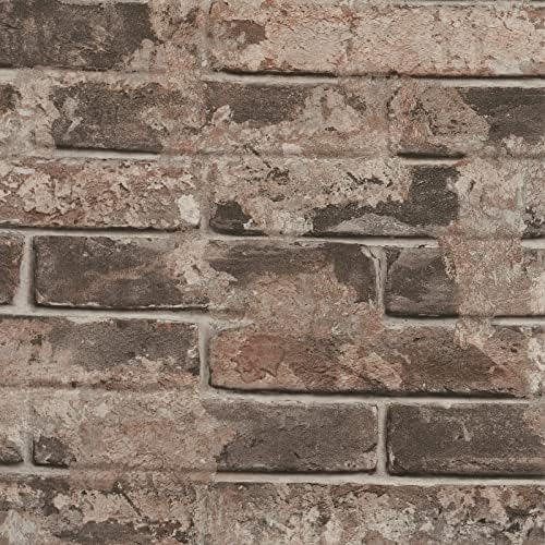 VaryPaper Vintage Brown Brick Wallpaper Peel and Stick 15.7''x315'' Textured by VaryPaper