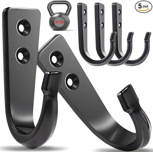 5 Large Size Heavy Duty Wall Hooks, Coat Hooks by WODEGIFT