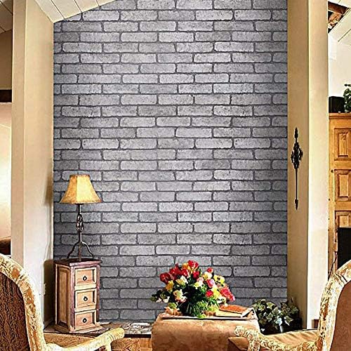 Lependor 17.71" X 118" Decorative Wallpaper Self-Adhesive Wall Paper Grey Brick - Image 5