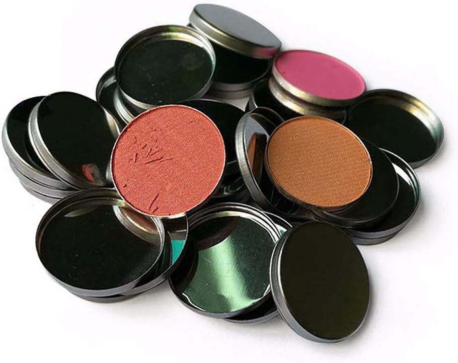 50 Pieces Empty Round Metal Tin Palette Pans Round Metal Pans Cosmetic Eyeshadow Pans for Eyeshadow Palette for Magnetic Makeup Palette, 26mm Diameter 3.5mm Height