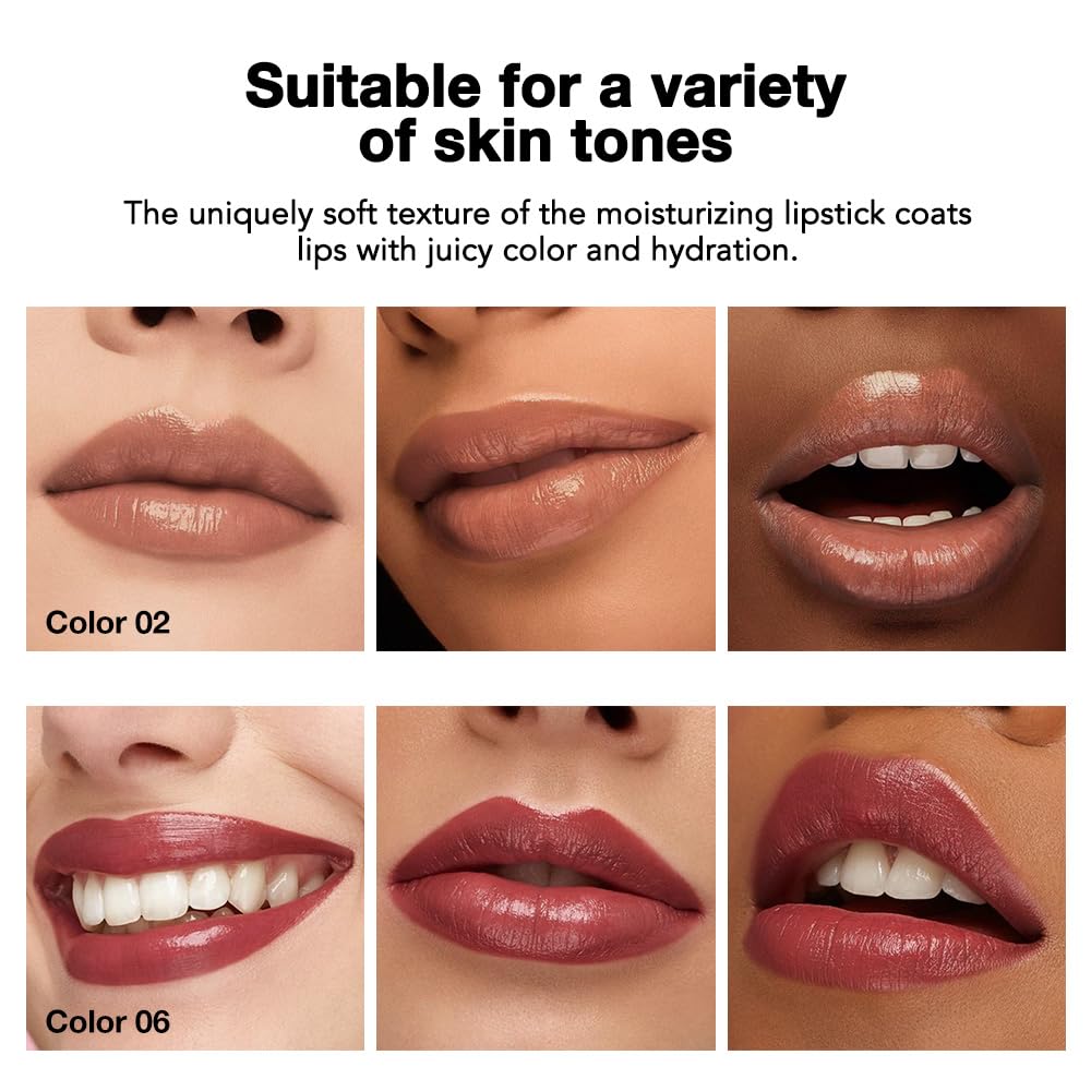 2Pcs Tinted Lip Balm Moisturizing Lipstick – Waterproof Hydrating Matte Lip Balm for Women,Creamy Natural Color Stain for Dry Lips,Soft Matte Finish (2# Cinnamon Nude Brown & 6# Vivid Rose Red)