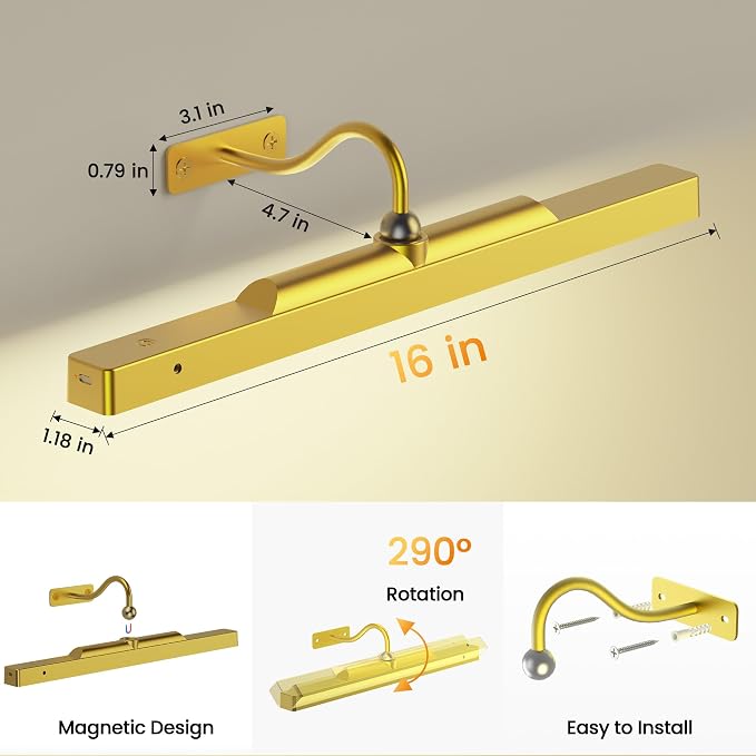 Lights for Pictures on Wall, 16in Battery Operated Picture Lights for Paintings - Image 5