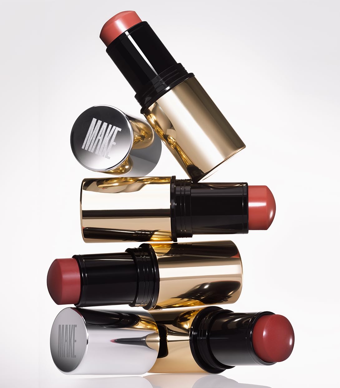 MAKE Beauty Heat Stroke Cream Blush Stick for Cheeks with Natural Hydrating Dewy Finish. Creamy Gel Blush Balm - Shade Flushed, Peachy Nude Cheek Tint