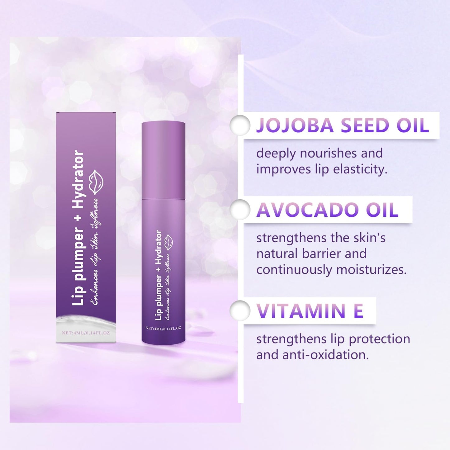 2Pcs Lip Plumper + Hydrator Lip Balm,Instant Volumizing Gloss with Hyaluronic Acid & Anti-Aging Ingredients,High-Shine Moisturizer for Smooth,Plump Lips,Cooling & Non-Sticky Formula