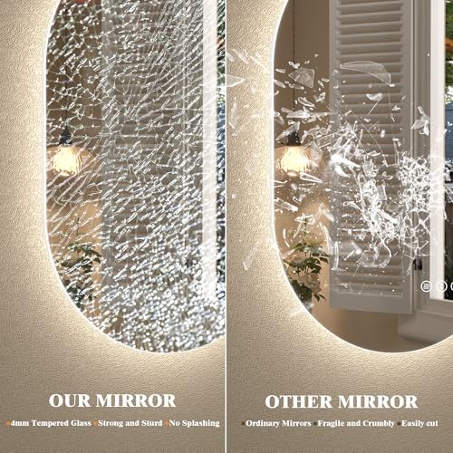 28x36 Inch Oval Backlit LED Bathroom Mirror - Image 5
