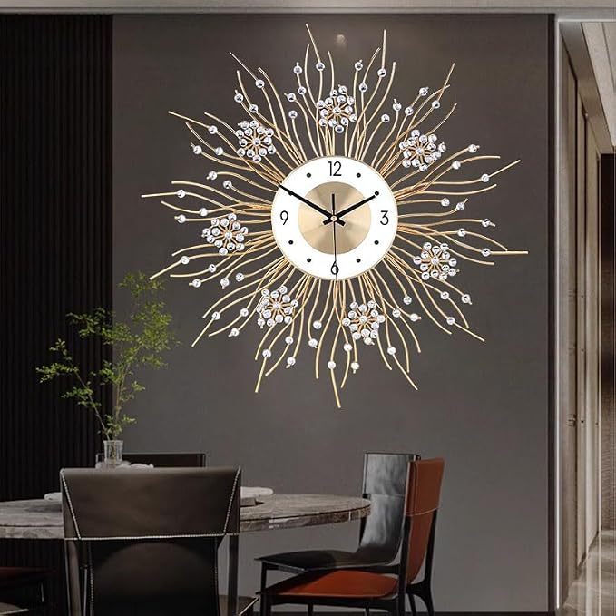 SIN&MI Large Wall Clocks, Silent Sunflower Shape Chic Decorative Wall Clock - Image 7