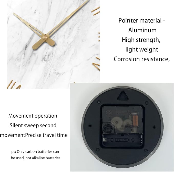 24 Inch White Minimalist Glass Wall Clocks Battery Operated Extra Large Wall - Image 8