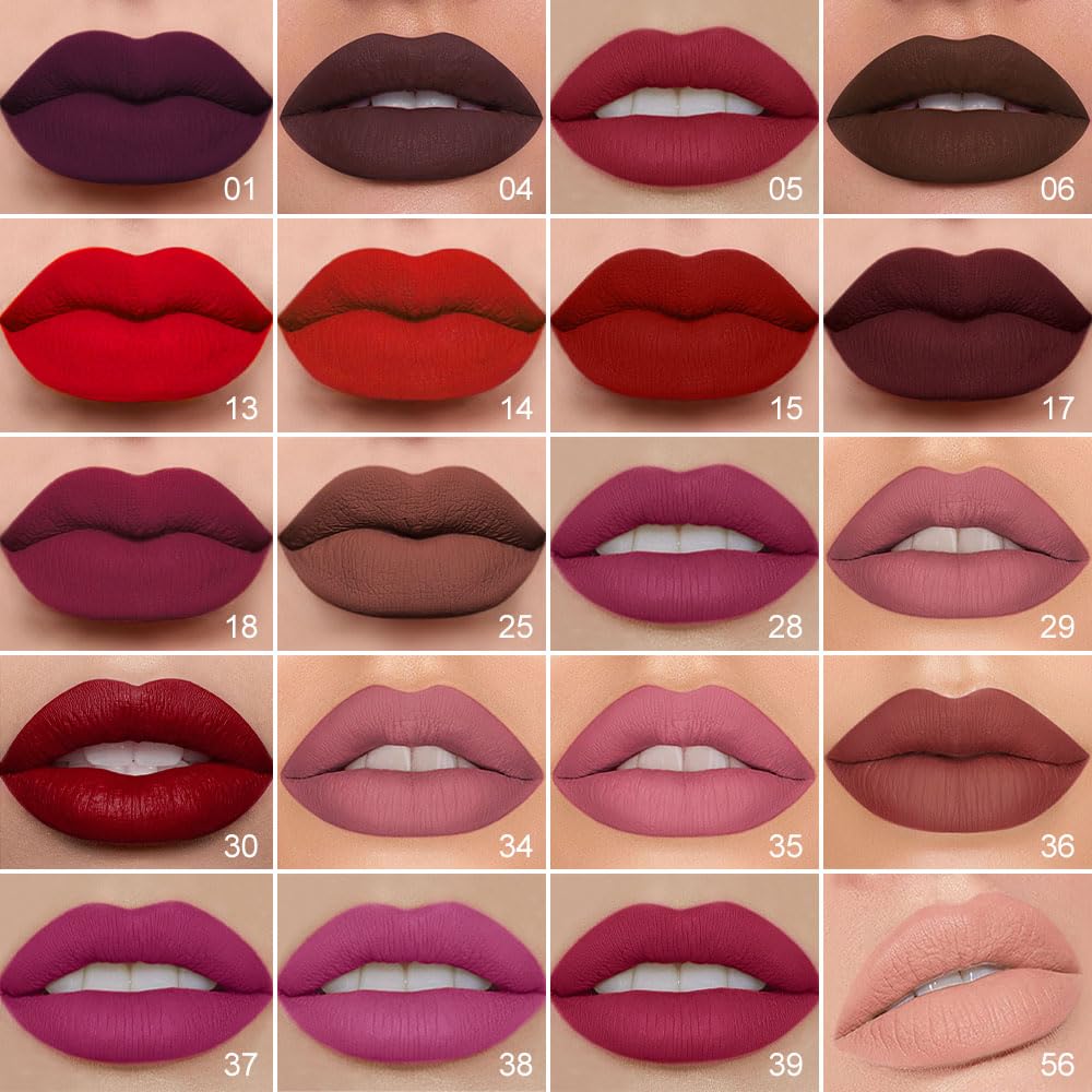 Kaely 2-in-1 Matte Lipstick and Lip Liner, Liquid Lip Stain Makeup for women Long Lasting Waterproof Smudge Proof, labiales matte mate larga duracion listip 24 hours originales, 17 Deep Red