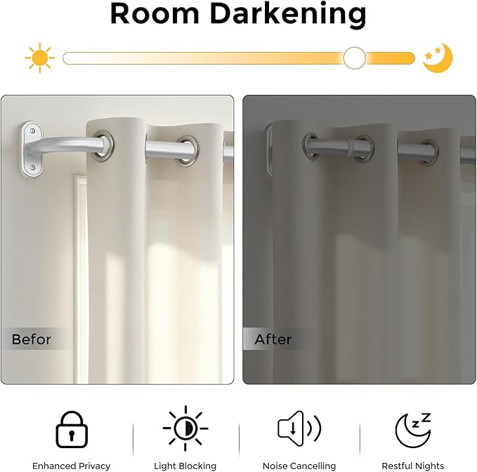 2 Pack Curtain Rods 36-88 Inch, 1 Inch Adjustable Heavy Duty Room Darkening - Image 3