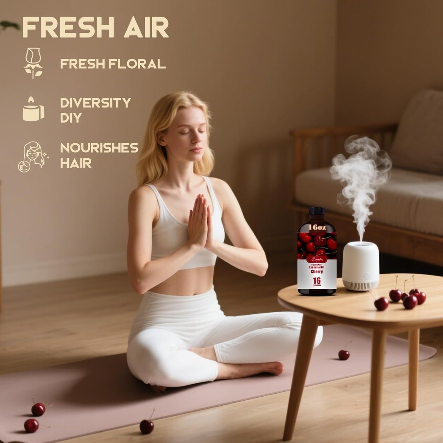 Cherry Fragrance Oil-Cherry Essential Oil 16.33oz (490ml)-100% Pure Natural Scent for Diffusers, Candles, Soap Making & Aromatherapy | Relaxing Home & Gift Essential Oil for Bath, Massage