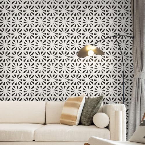 Ismoon Peel and Stick Wallpaper Boho Geometric Wallpaper Black and Beige - Image 5