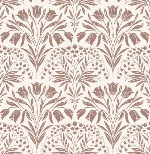 Vintage Tulip Floral Peel and Stick Wallpaper Retro Red Contact Paper by EchoSphere