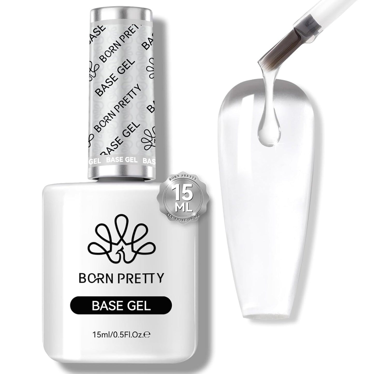 Born Pretty Gel Nail Polish No Wipe Base Gel Coat,15ml for Gel Nail Polish Soak Off LED Nail Lamp Gel Base Gel Upgraded Formula Long-Lasting DIY Home and Nail Salon