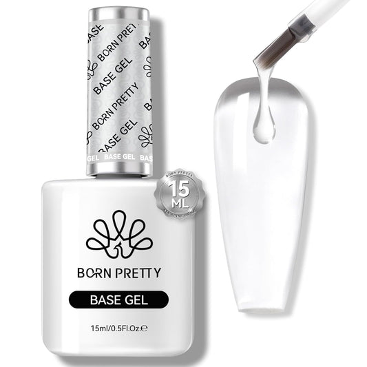 Born Pretty Gel Nail Polish No Wipe Base Gel Coat,15ml for Gel Nail Polish Soak Off LED Nail Lamp Gel Base Gel Upgraded Formula Long-Lasting DIY Home and Nail Salon