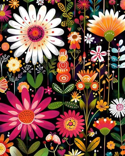 BOKEBEVE Floral Wallpaper Peel and Stick Boho Pink Colorful 17.5 x 393.5In by BOKEBEVE