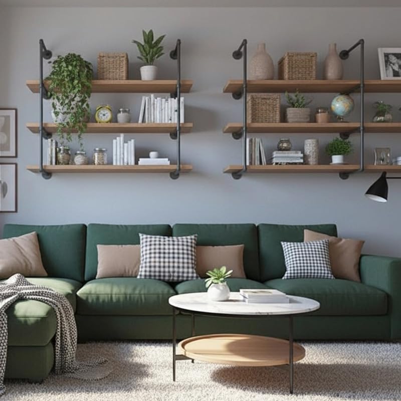 4-Tier Industrial Pipe Shelving Bracket System, DIY Rustic Farmhouse Style - Image 4