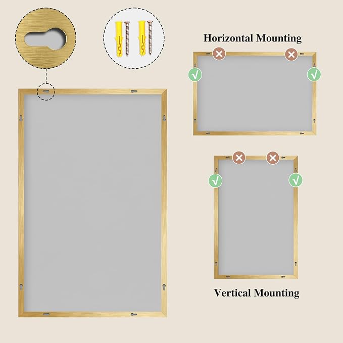 Koonmi Gold Mirrors for Wall, 24x36 Inch Bathroom Mirror, Rectangular Wall - Image 8