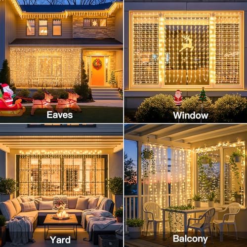 suddus Solar Tangle-Free Curtain Lights, 200 LED Hanging Lights - Image 6