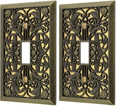 Amerelle 65TAB Filigree Wallplate, 1 Toggle, Antique Brass by Amerelle