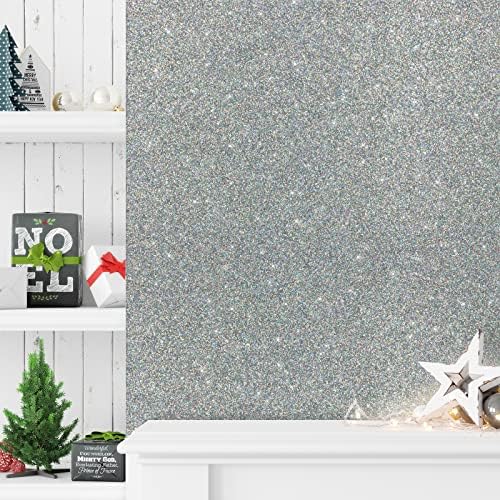 VEELIKE Silver Holographic Glitter Peel and Stick Wallpaper Sliver Glitter - Image 4